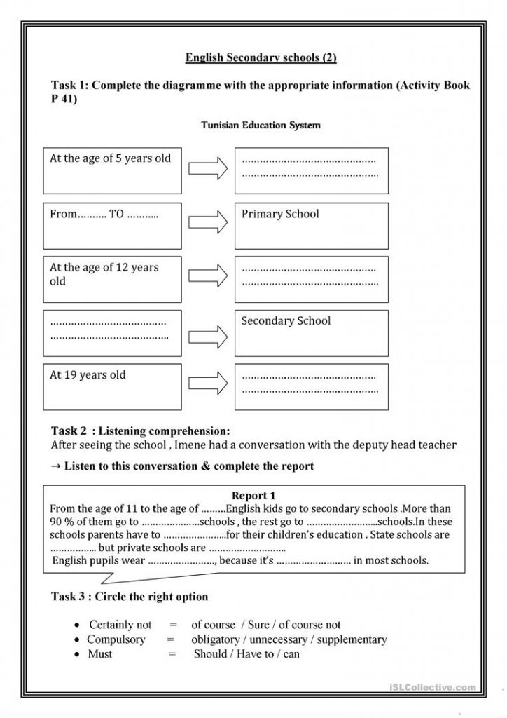 english secondary schools 2 worksheet free esl printable english