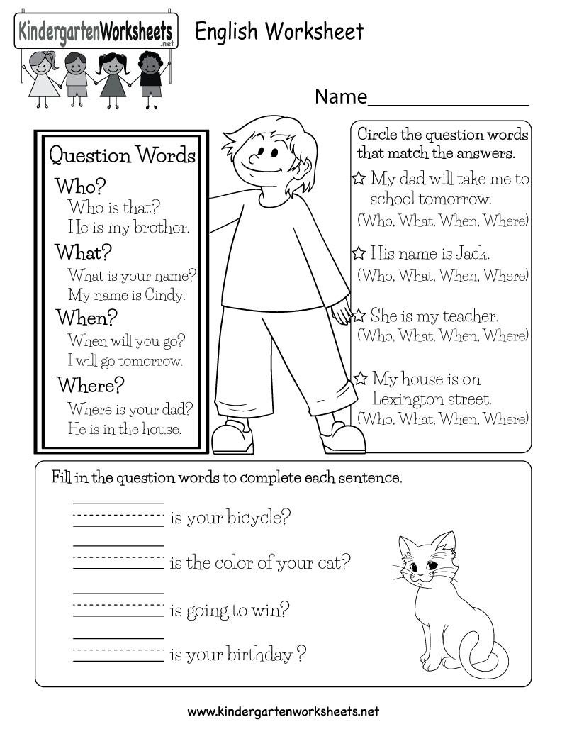 English Worksheet - Free Kindergarten English Worksheet For Kids | English Worksheets Free Printables