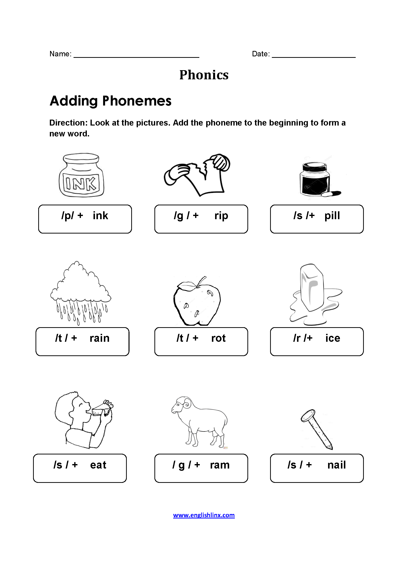 Englishlinx | Phonics Worksheets | Free Phonics Worksheets Printable