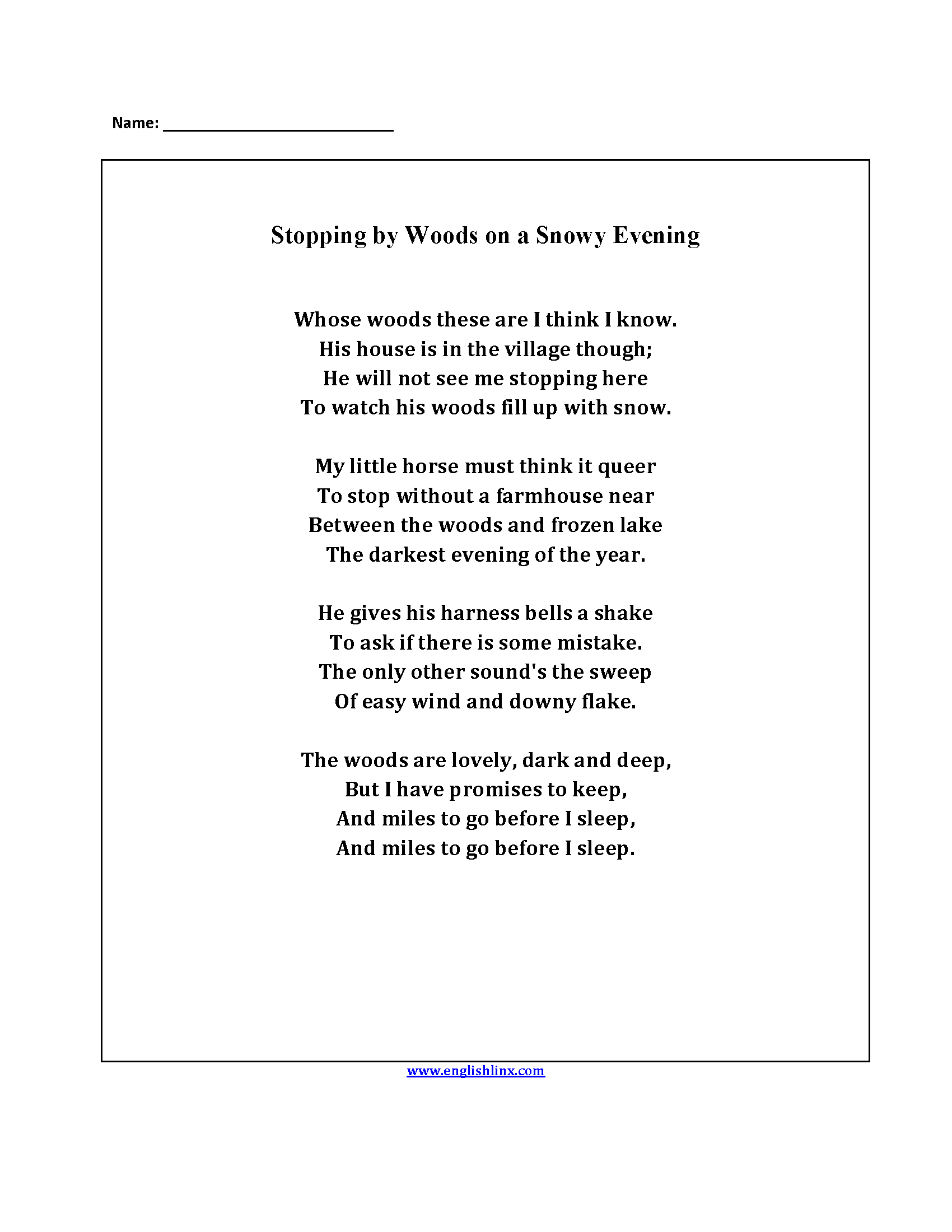 Englishlinx | Poetry Worksheets | Free Printable Poetry Worksheets