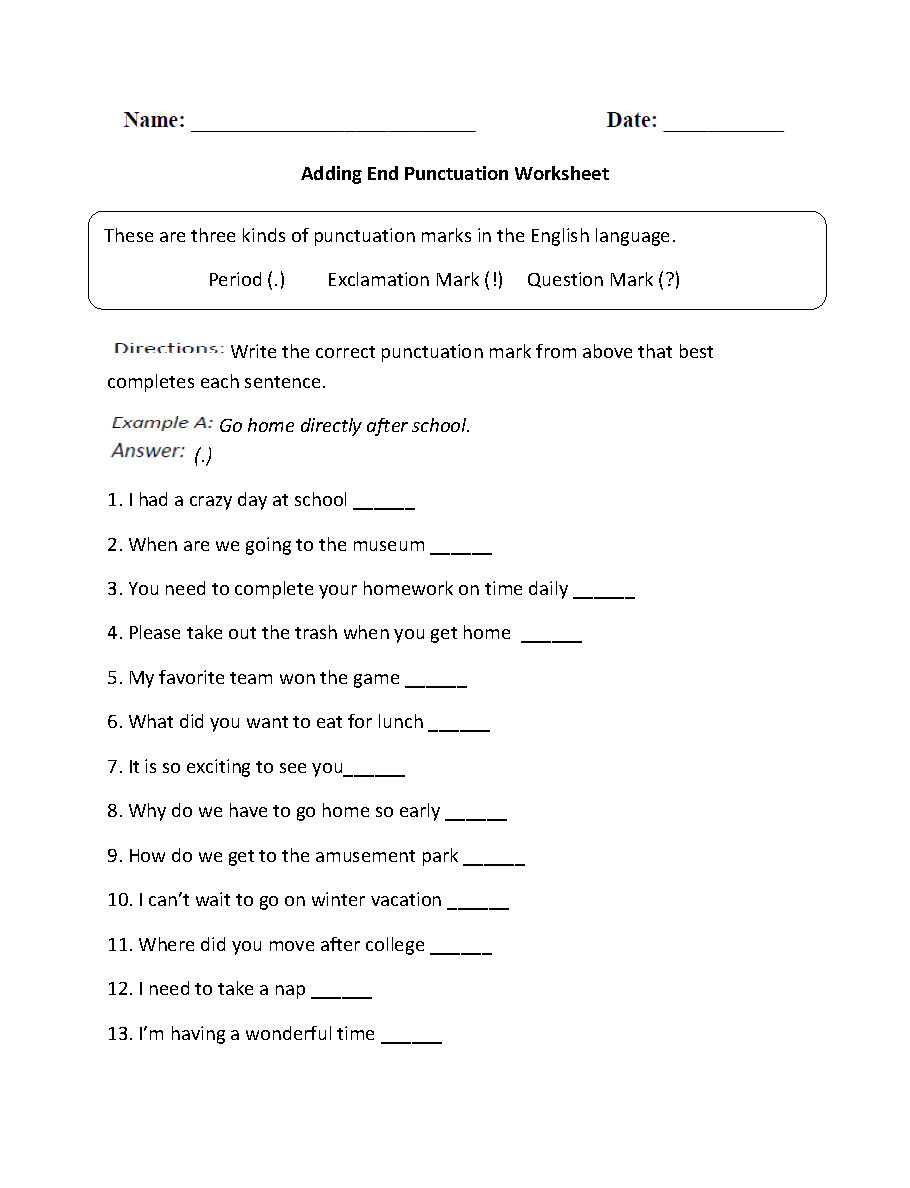 Englishlinx | Punctuation Worksheets | Free Printable Worksheets For Punctuation And Capitalization
