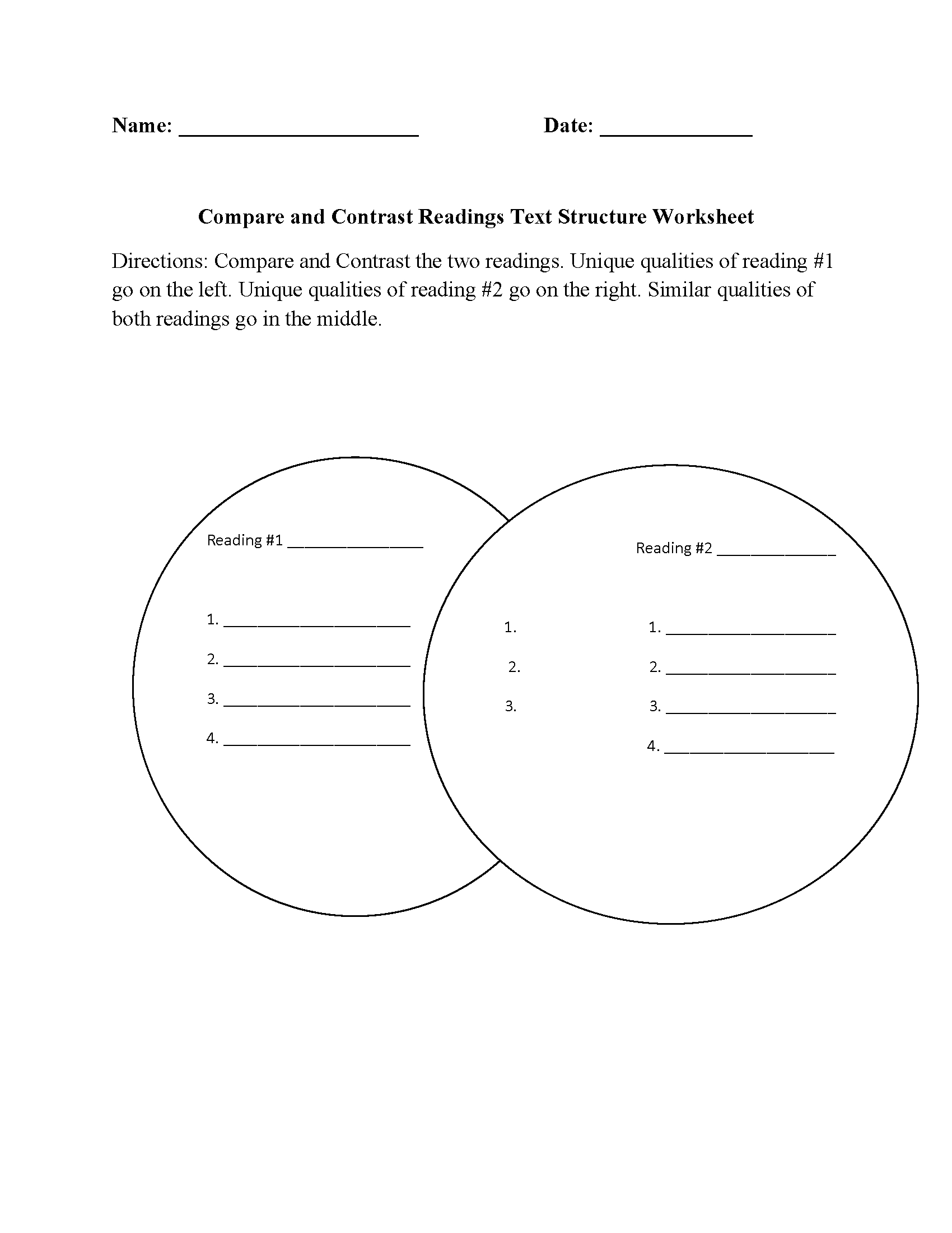 Englishlinx | Text Structure Worksheets | Printable Compare And Contrast Worksheets