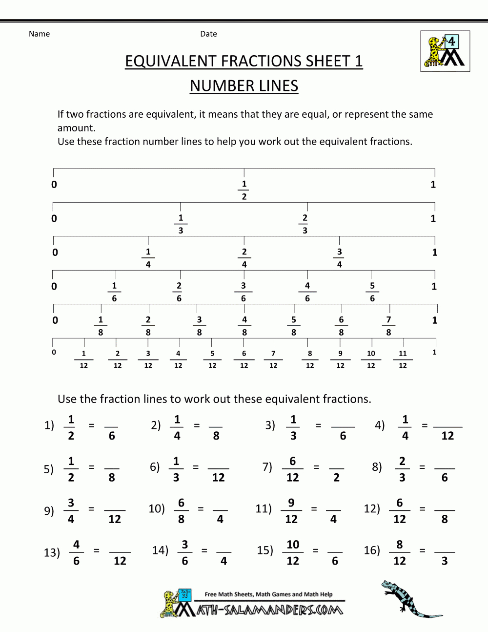 Equivalent Fractions Worksheet | Free Printable Fraction Worksheets Ks2