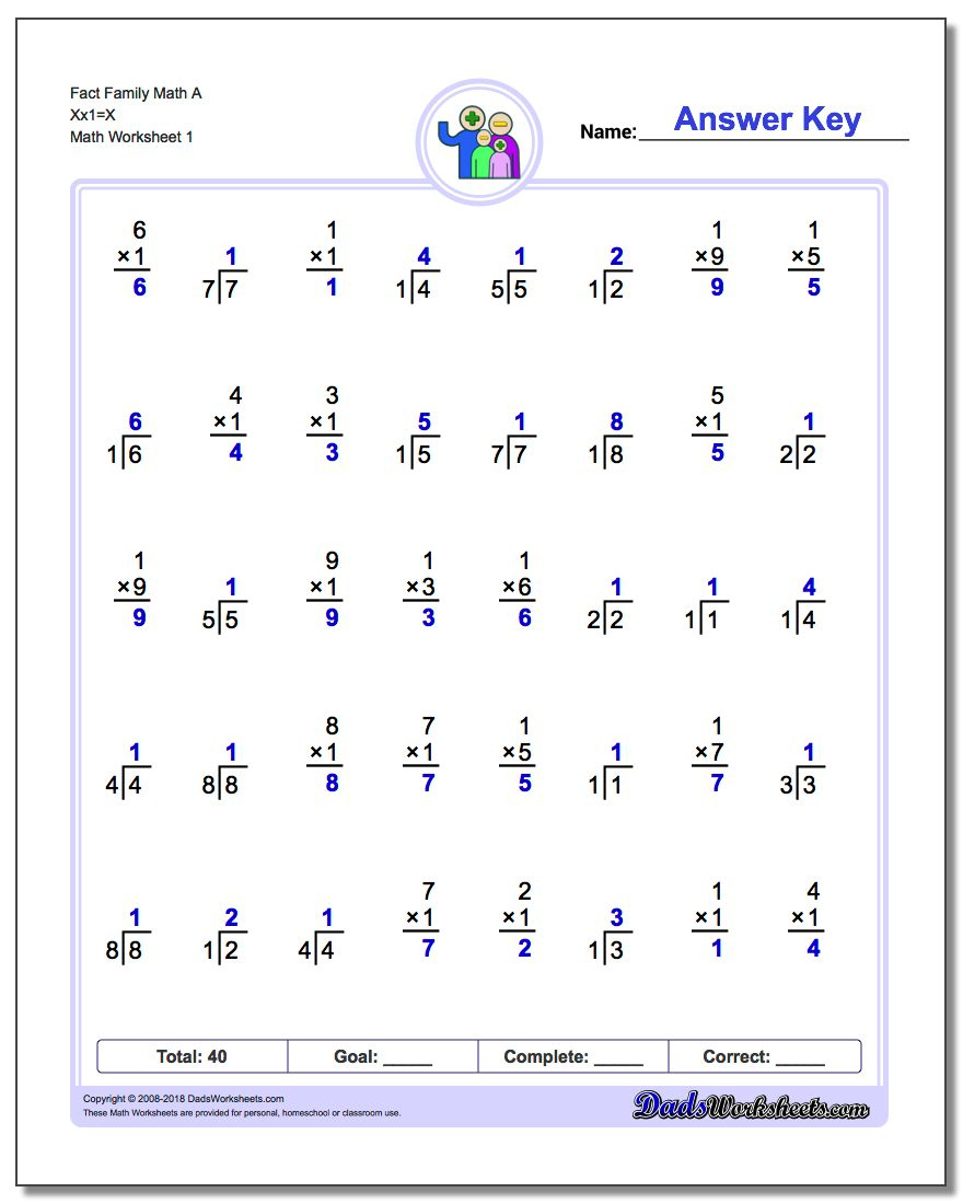 Fact Family Worksheets | Free Printable Multiplication Division Fact Family Worksheets