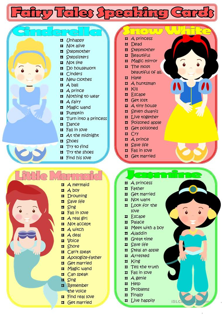Fairy Tales Speaking Cards Worksheet - Free Esl Printable Worksheets | Fairy Tale Printable Worksheets