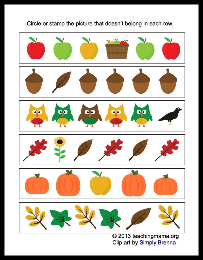 Fall Math Packet For Preschoolers | Free Printable Fall Math Worksheets