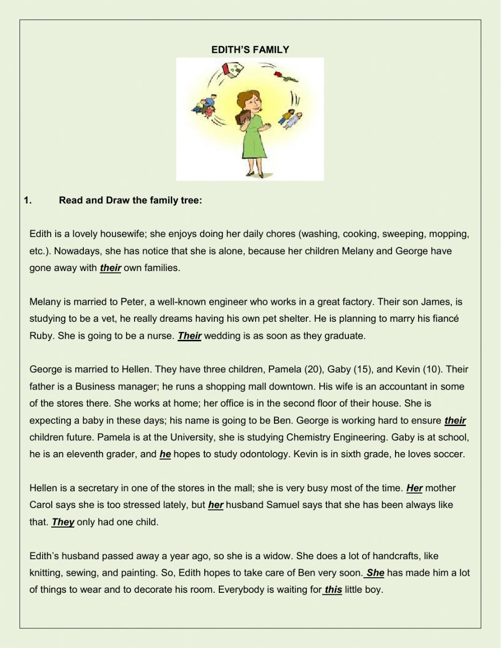 Family Reading Comprehension And Other Activities - Interactive | Hopes And Dreams Printable Worksheet