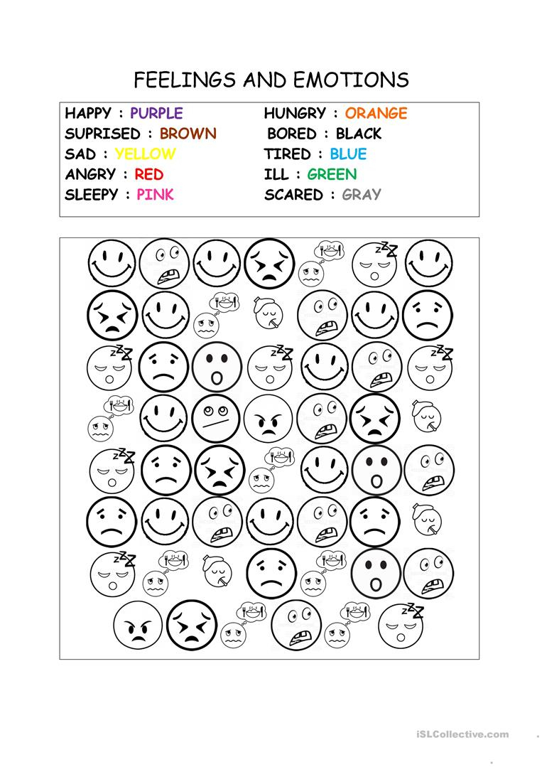 Feelings &amp;amp; Emotions (Worksheet For Young Learners) Worksheet - Free | Feelings And Emotions Worksheets Printable