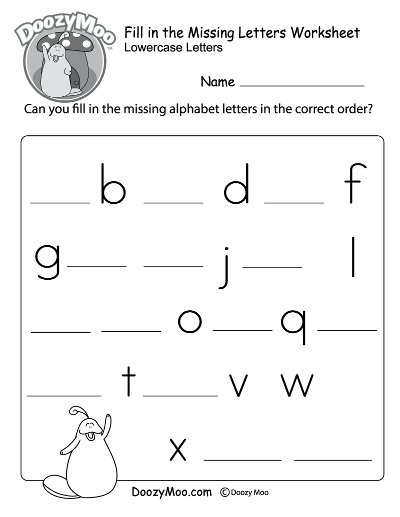Fill In The Missing Letters Worksheet | Kindergarten Printables | Printable Letter Worksheets
