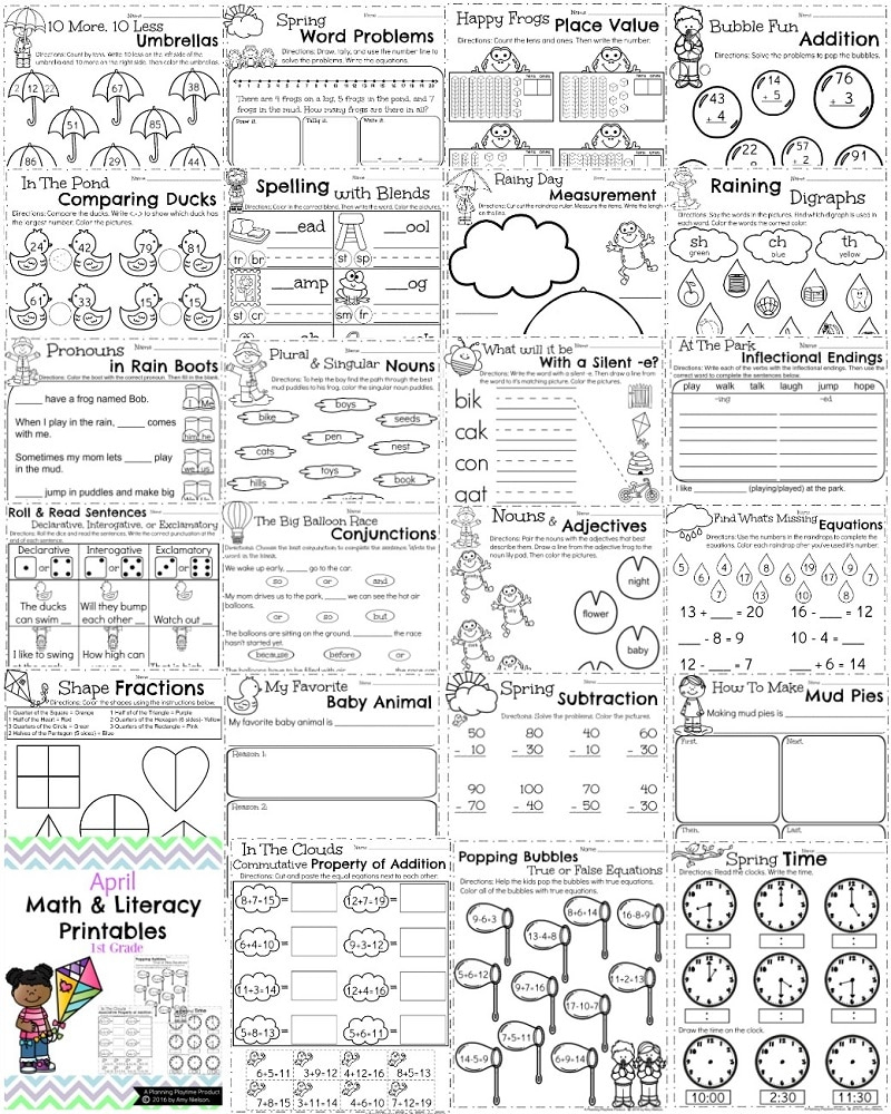 First Grade Worksheets For Spring - Planning Playtime | First Grade Printable Worksheets