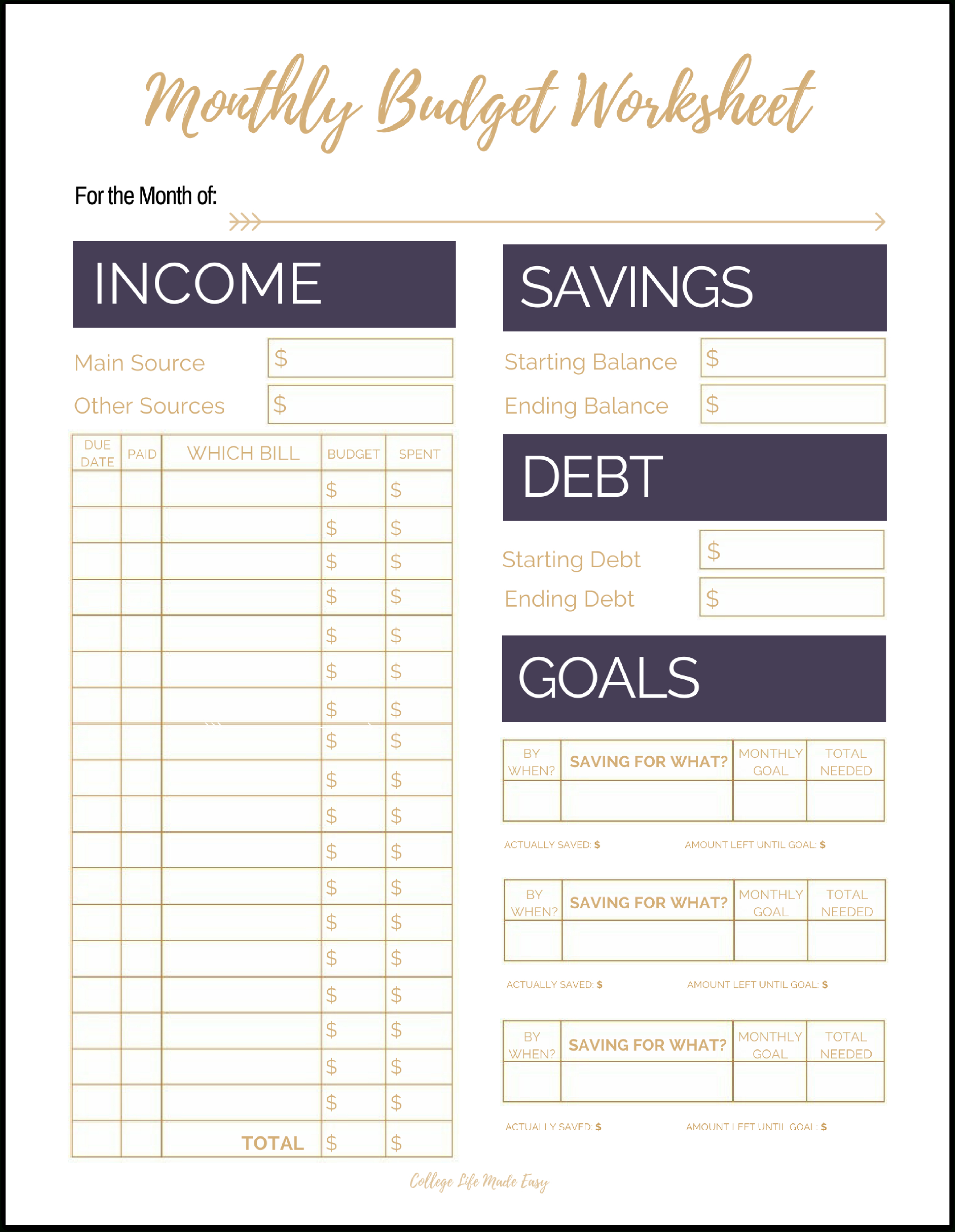 Monthly Household Budget Template Laderanywhere   Fix Your Finances Asap With My Free Simple Monthly Budget Template Free Printable Monthly Bills Worksheet 