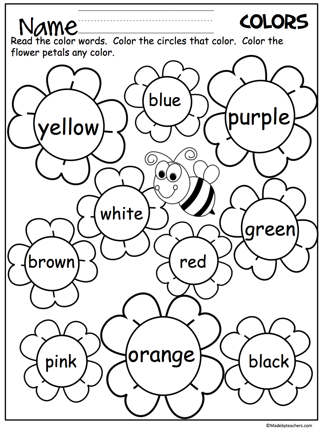 Flower Color Words Worksheet | My Future Classroom | Kindergarten | Spring Printable Worksheets For Preschoolers