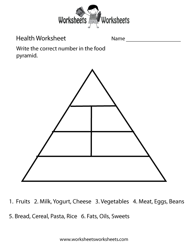 Food Pyramid Health Worksheet Printable | Church | Food Pyramid Kids | 4Th Grade Health Printable Worksheets