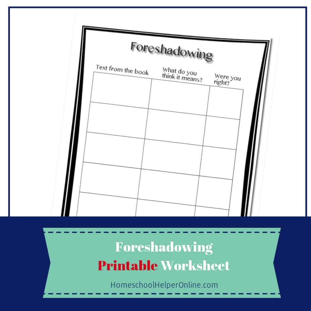 Foreshadowing Worksheet - Homeschool Helper Online | Foreshadowing Worksheets Printable