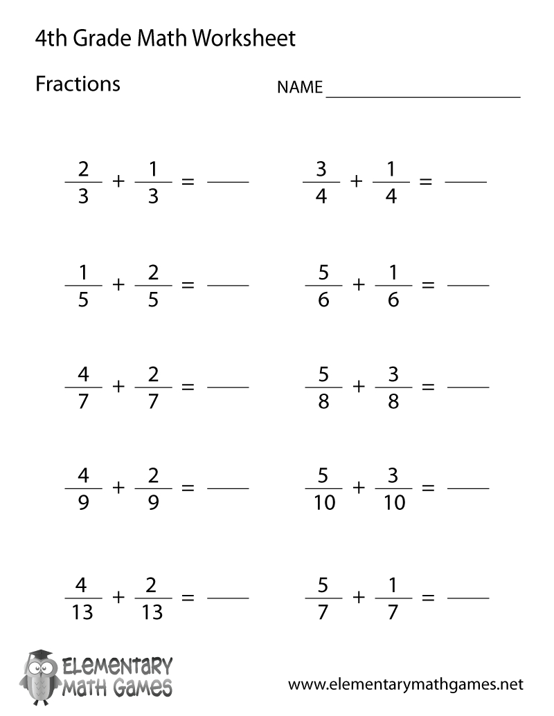 Fourth Graders Have To Solve 10 Easy Fraction Problems With This | Go Math 4Th Grade Printable Worksheets