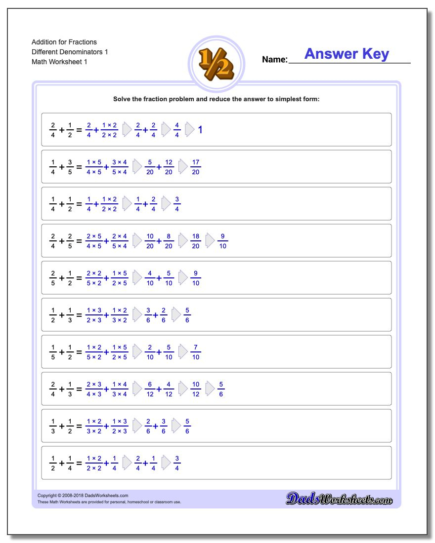 Fraction Addition | Free Printable 4Th Grade Math Fraction Worksheets