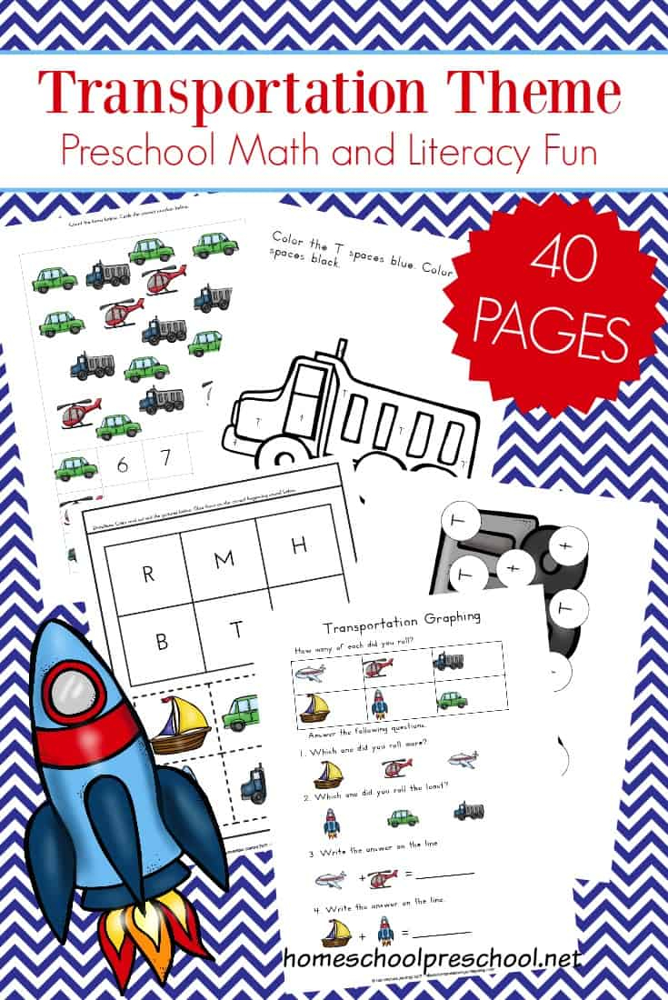 Free 40-Page Preschool Transportation Theme Printables | Free Printable Transportation Worksheets For Kids