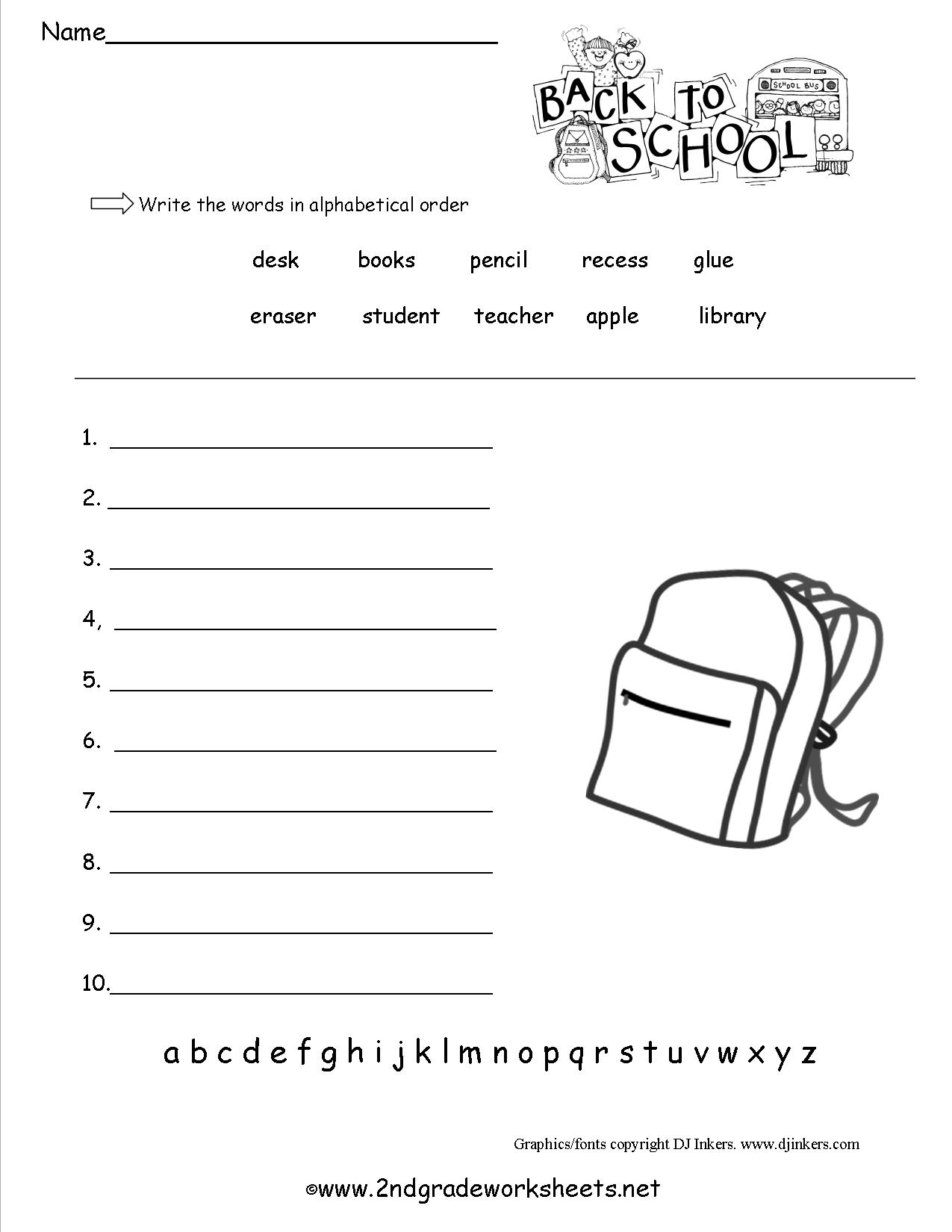 Free Back To School Worksheets And Printouts | Free Printable Worksheets For Elementary Students