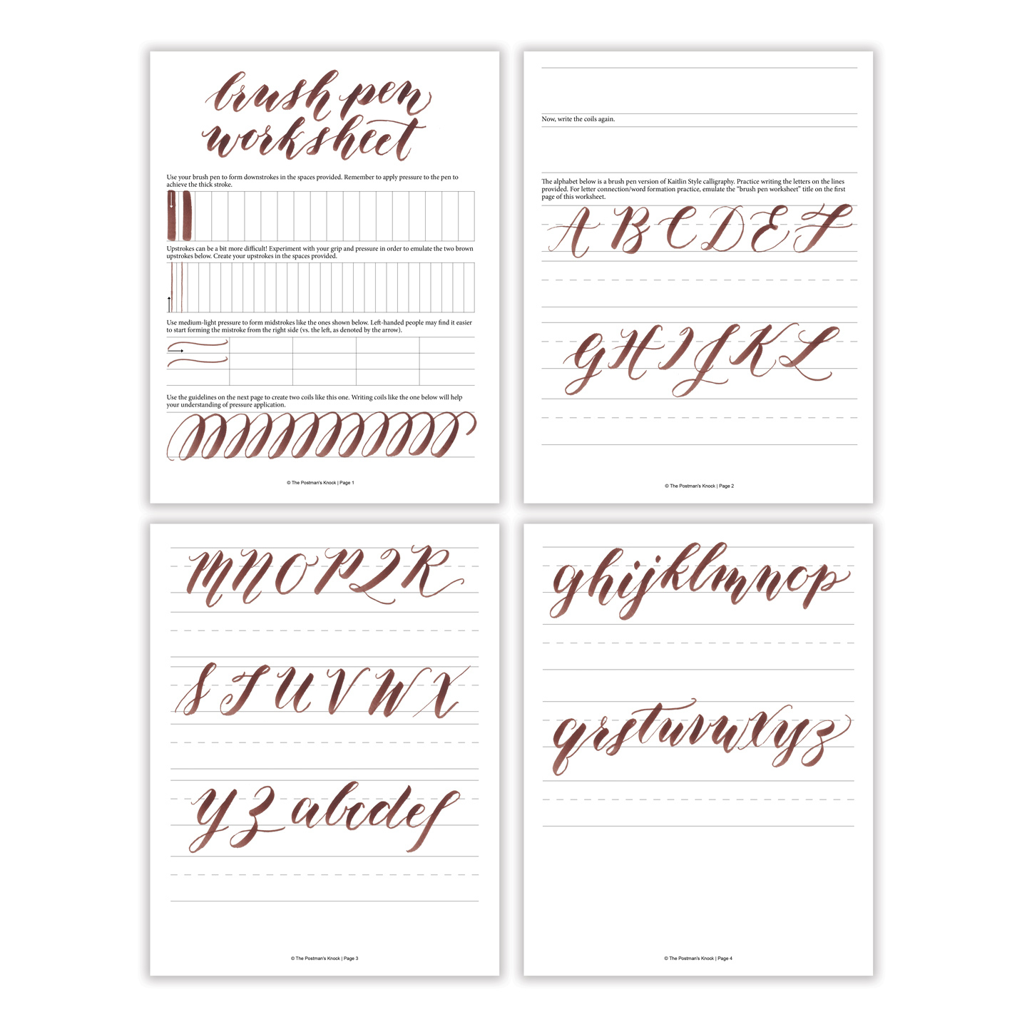 Free Basic Brush Pen Calligraphy Worksheet – The Postman&amp;#039;s Knock | Calligraphy Worksheets Printable