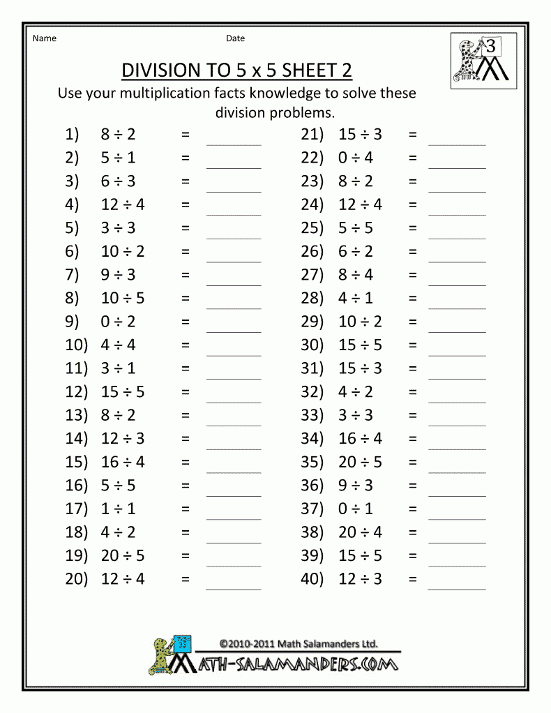 Division Drill Worksheets Printable Printable Worksheets
