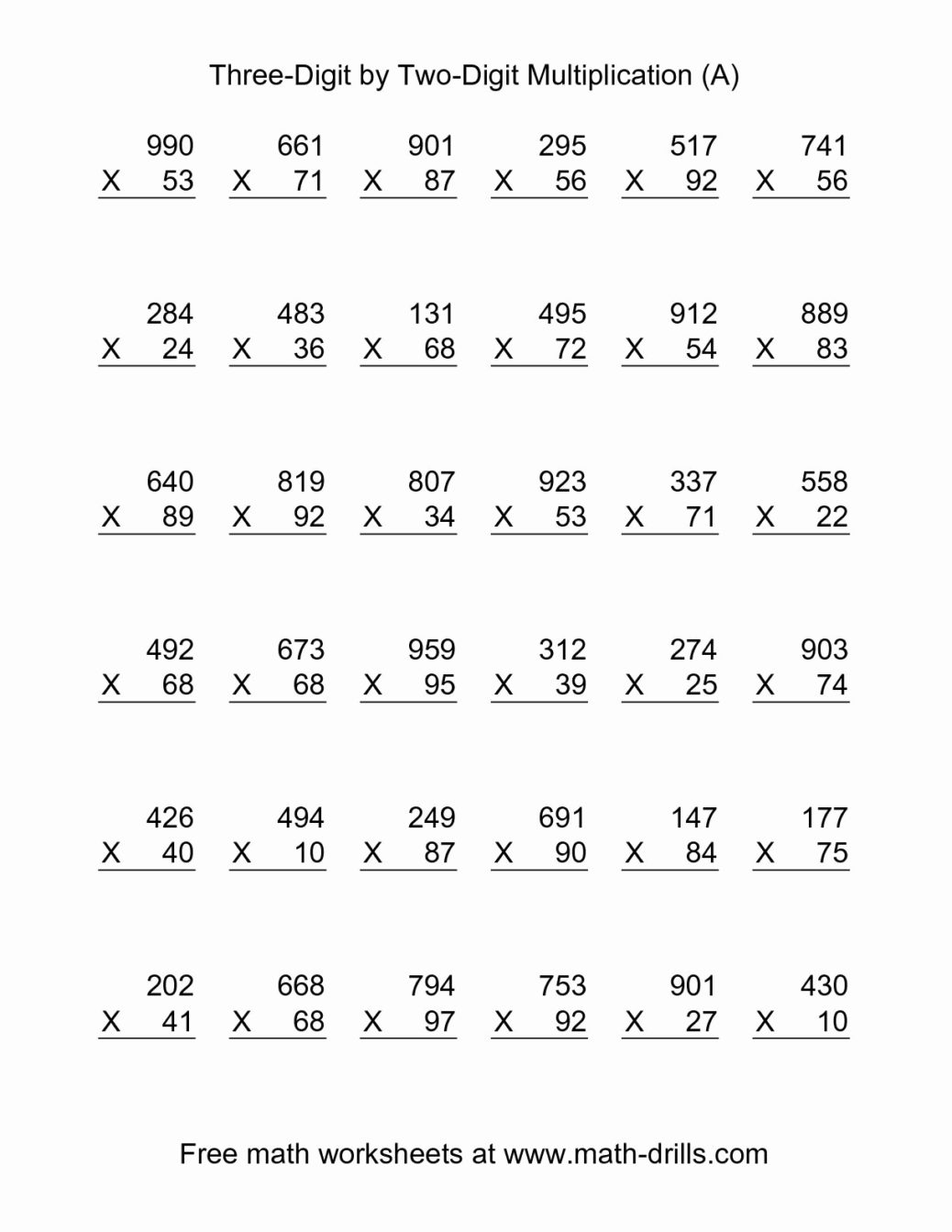 Free Double Digit Multiplication Worksheets Awesome Picture | Free Printable Double Digit Multiplication Worksheets