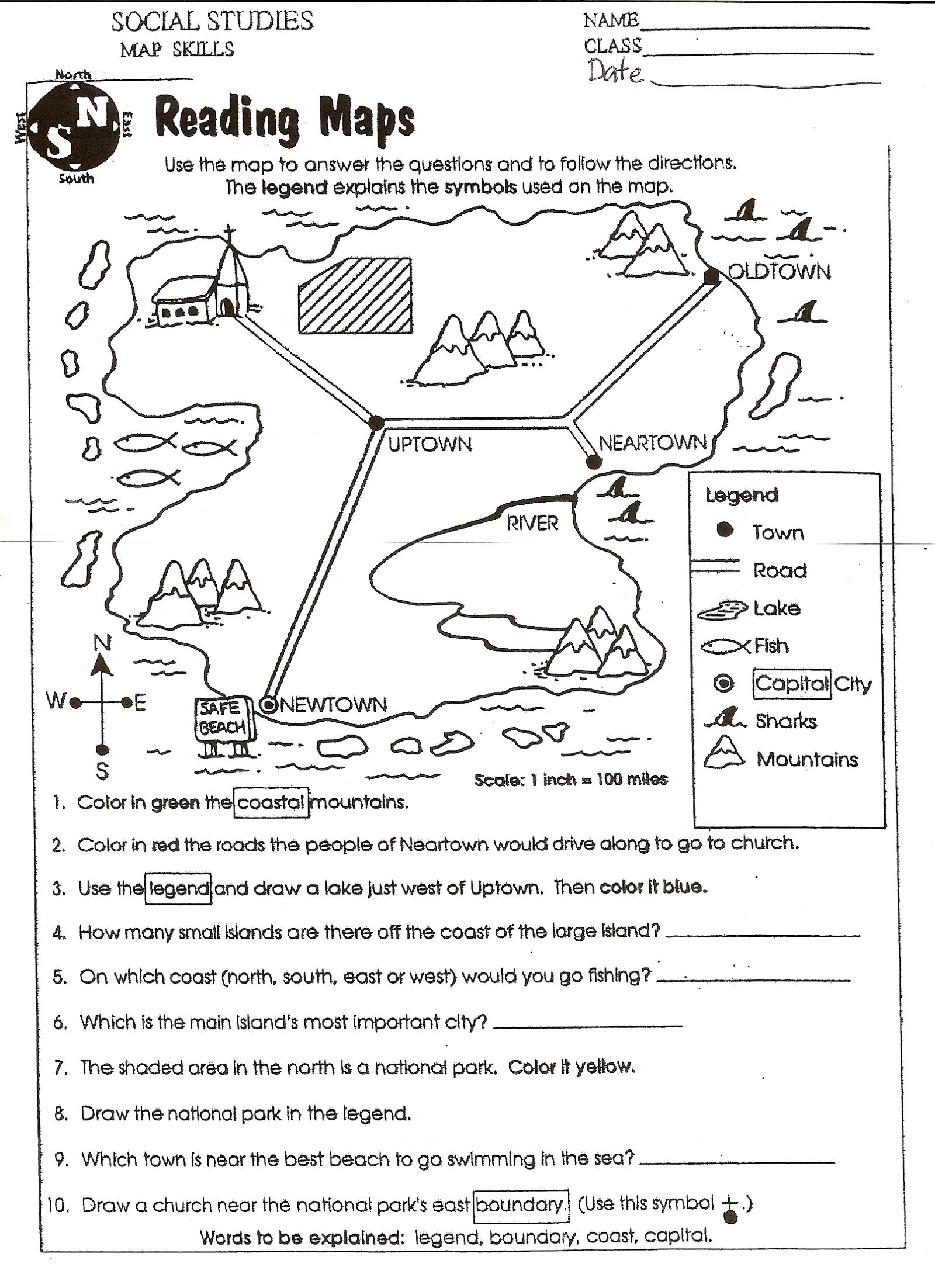 Free Elementary Worksheets On Reading Maps | Printableshelter | Kids | Free Printable Social Studies Worksheets