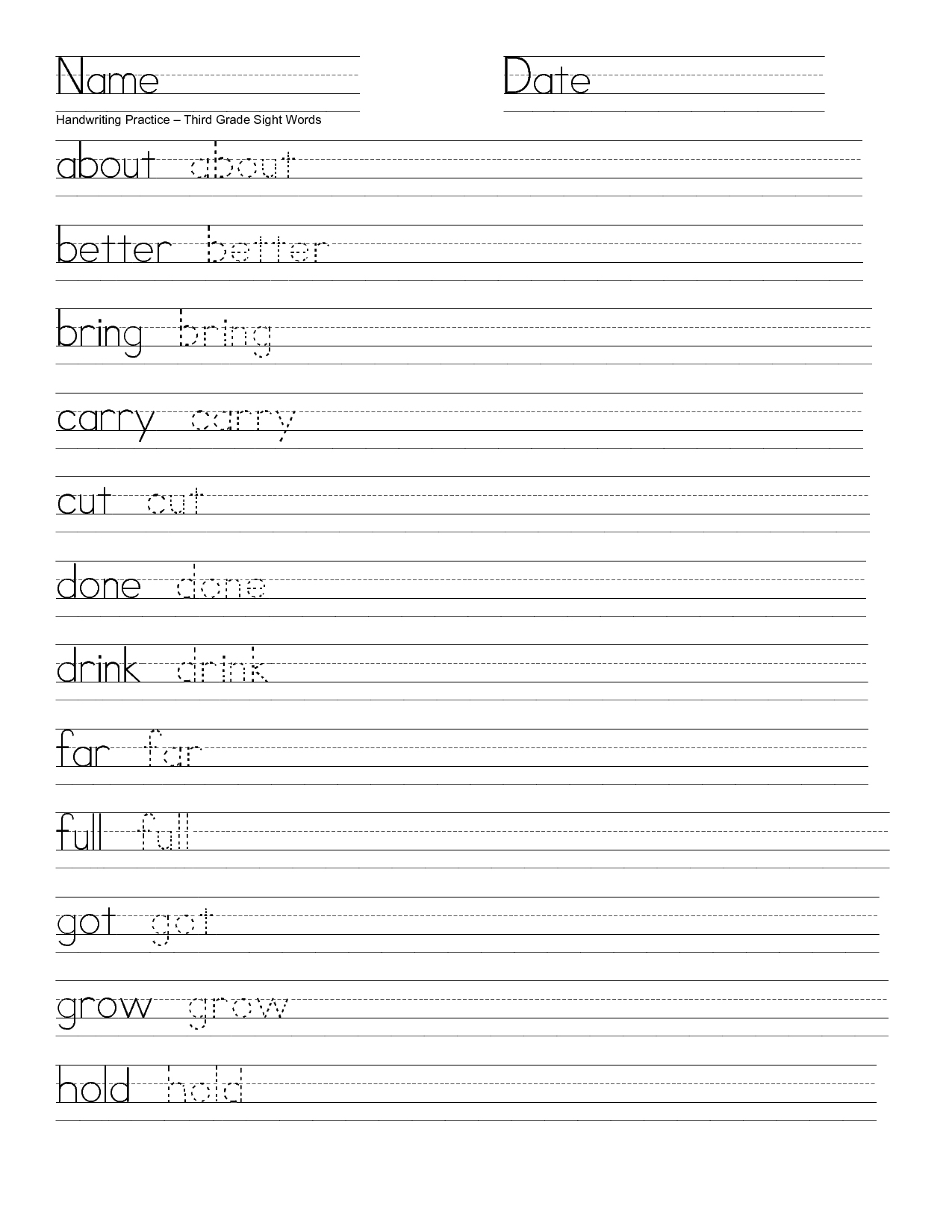 Free Handwriting Worksheets For Preschool – With Printable Paper | Free Printable Handwriting Worksheets For First Grade