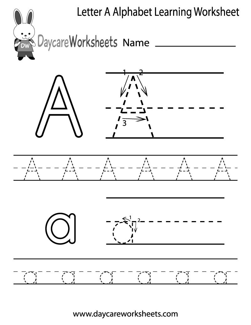 Free Letter A Alphabet Learning Worksheet For Preschool Plus Lots Of | Learn Your Letters Printable Worksheets