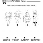 Free Preschool Match The Seasons Worksheet   Free Printable Seasons | Free Printable Seasons Worksheets