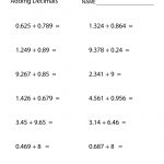Free Printable Adding Decimals Worksheet For Sixth Grade | Free Printable Worksheets 6Th Grade Math