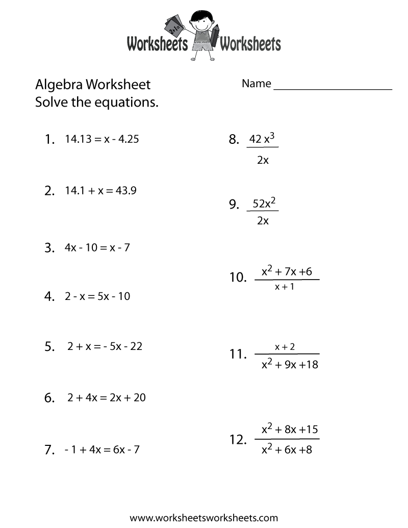 Free Printable Algebra Practice Worksheet | Free Printable Ged Worksheets