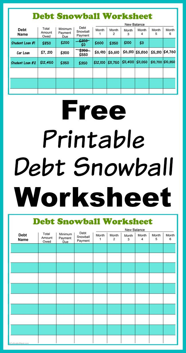 Free Printable Debt Snowball Worksheet | Living Frugally - Money | Free Printable Debt Snowball Worksheet