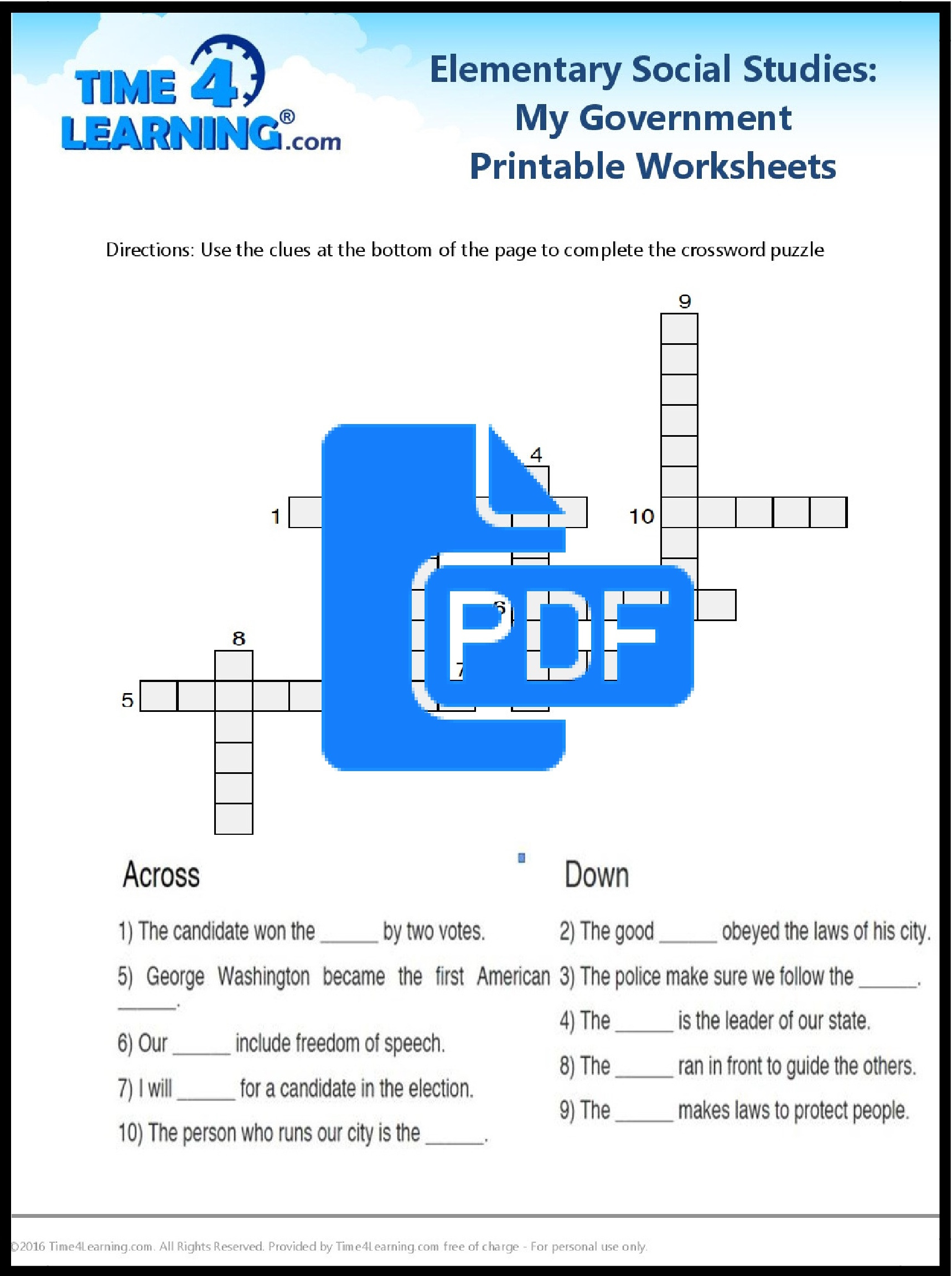 Free Printable: Elementary Social Studies Worksheet | Time4Learning | Elementary Social Studies Worksheets Printable