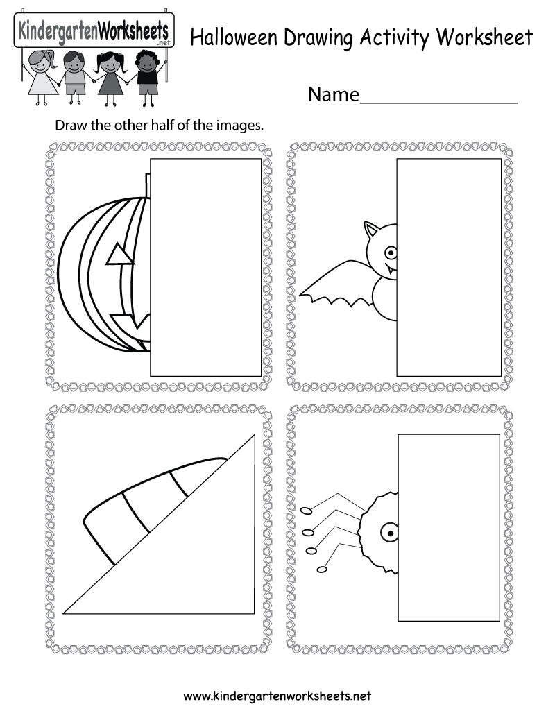 Free Printable Halloween Drawing Activity Worksheet For Kindergarten | Free Printable Drawing Worksheets