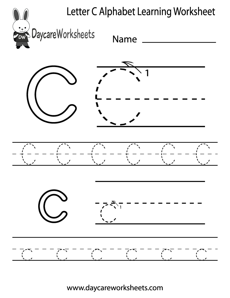 Free Printable Letter C Alphabet Learning Worksheet For Preschool | Free Printable Preschool Worksheets Letter C
