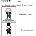 Free Printable Match The Presidents Worksheet For Kindergarten | Free Printable President Worksheets