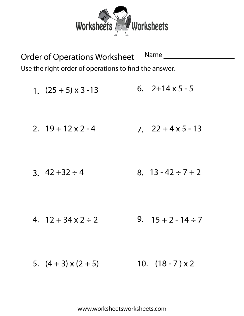 Free Printable Math Worksheets 6Th Grade Order Operations For | Free Printable Math Worksheets 6Th Grade Order Operations