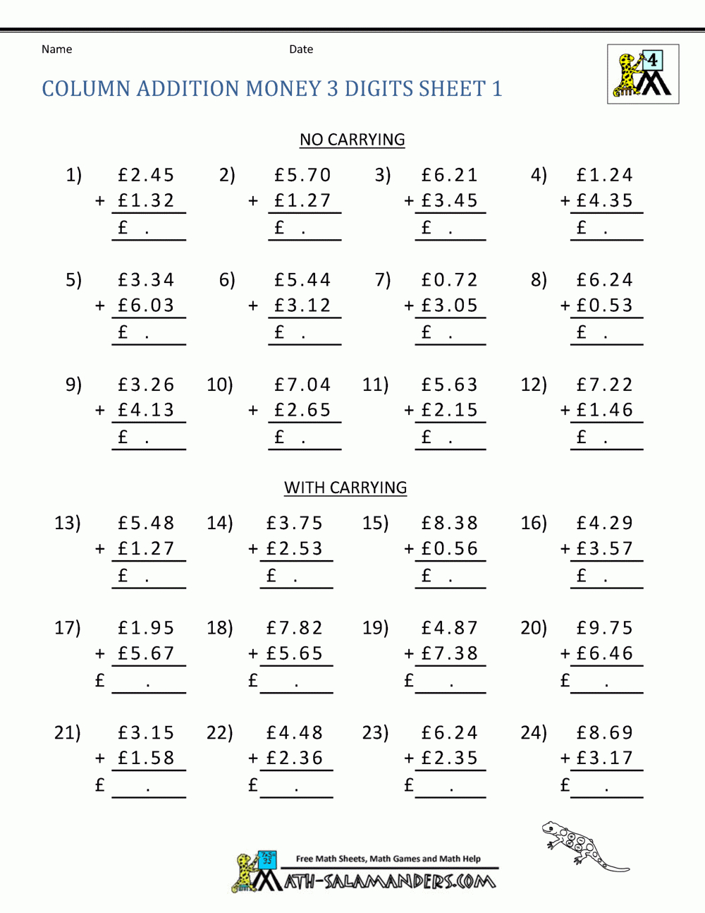 Free Printable Money Worksheets (£) | Printable Paper Money Worksheets