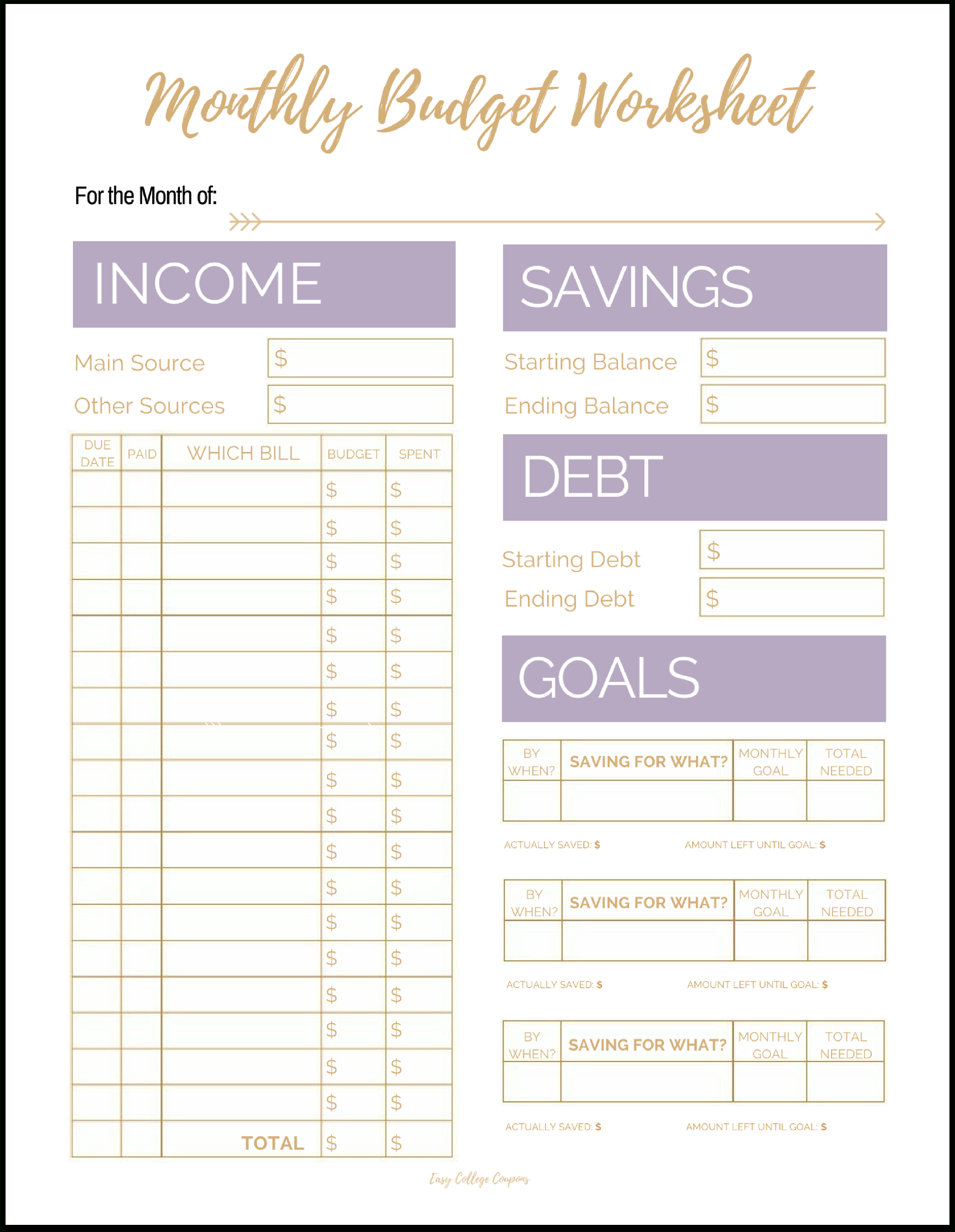 Blank Monthly Budget Worksheet Frugal Fanatic Free Printable Budget