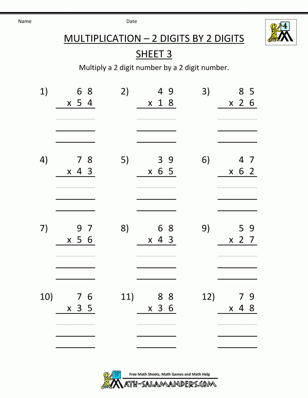 The 3 Digit1 Digit Multiplication With Grid Support A Math Multiplication Worksheets Ks2