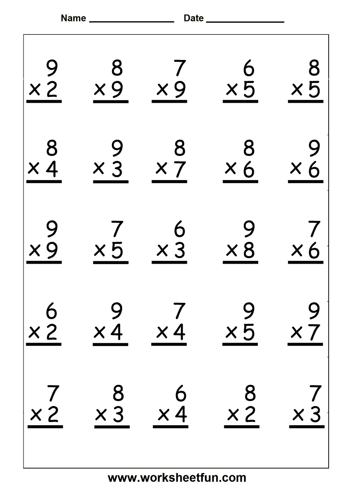 Free Printable Multiplication Worksheets | Multiplication Worksheets | Free Printable Multiplication Worksheets Grade 2