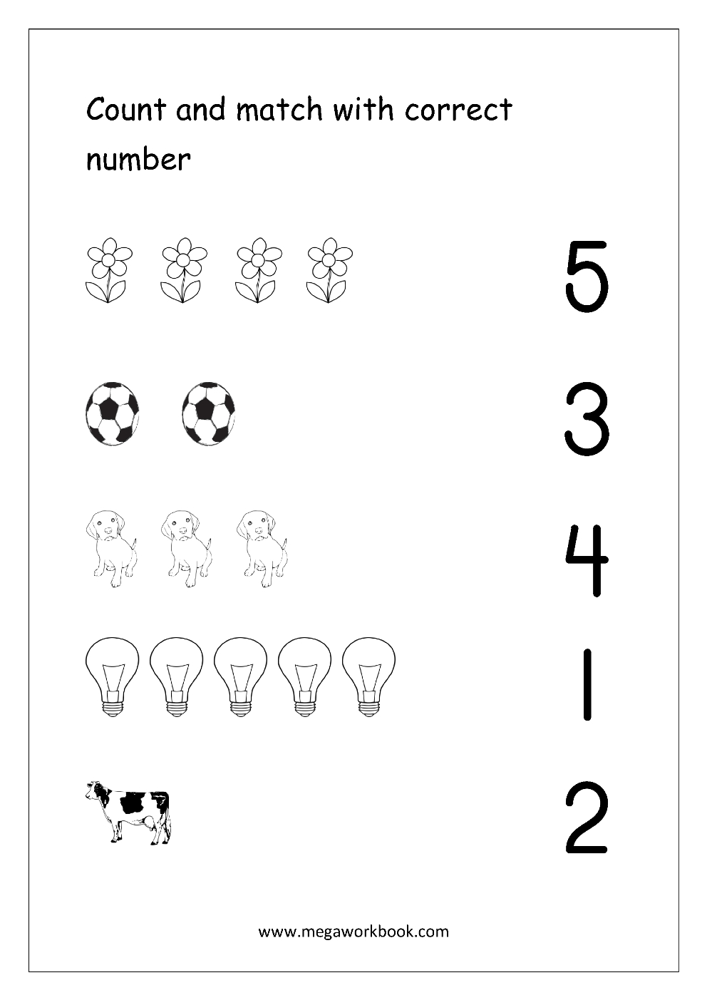 Free Printable Number Matching Worksheets For Kindergarten And | Free Printable Number Worksheets For Kindergarten