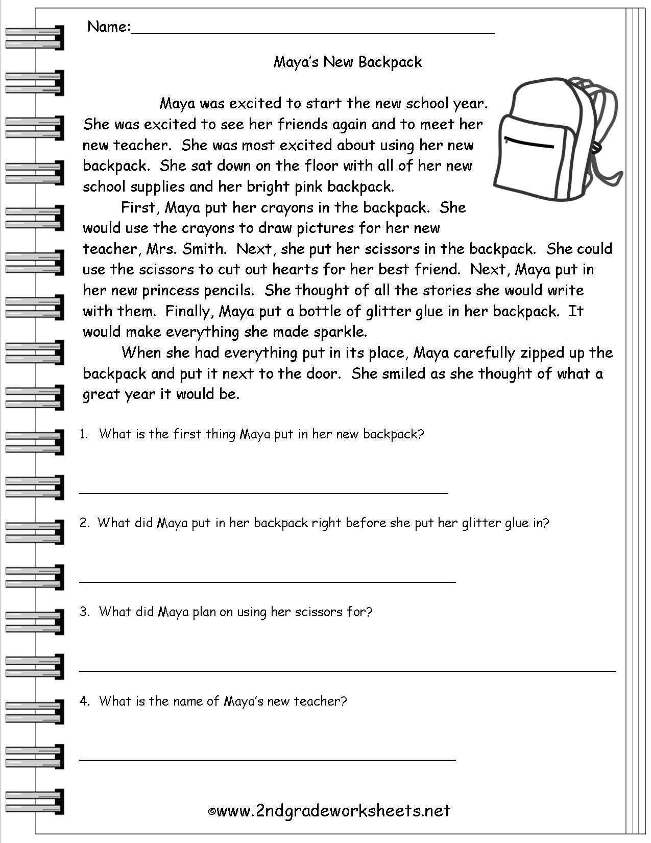 Free Printable Reading Comprehension Worksheets 3Rd Grade To Print | Third Grade Reading Worksheets Free Printable