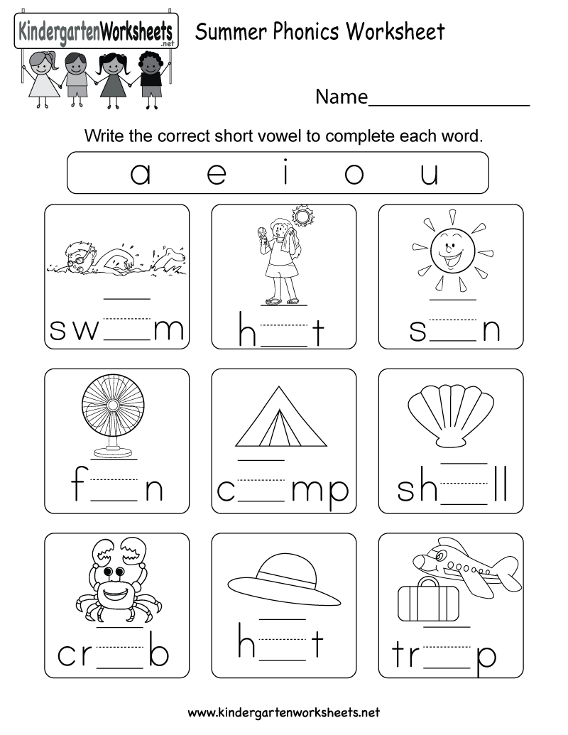 Free Printable Summer Phonics Worksheet For Kindergarten | Short A Printable Worksheets