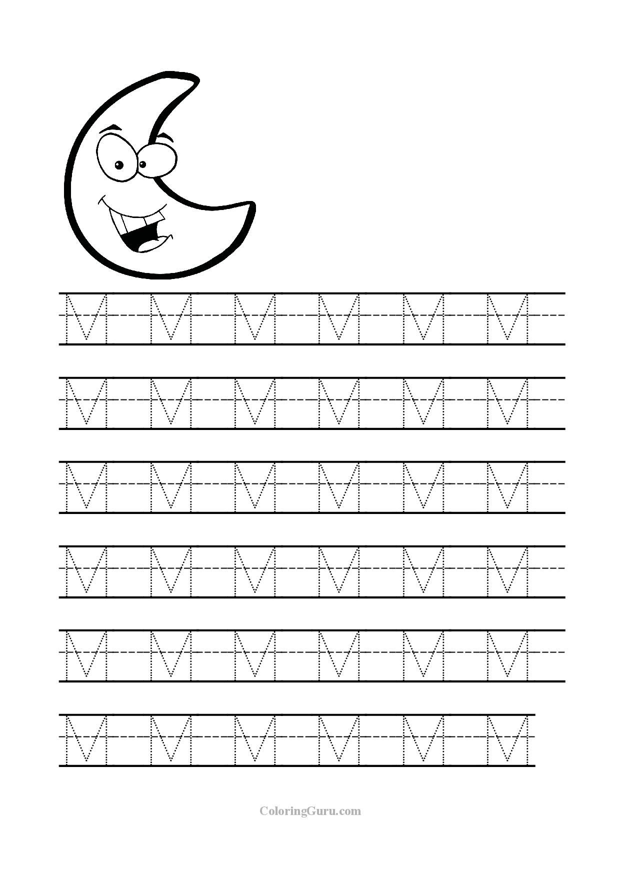 Free Printable Tracing Letter M Worksheets For Preschool | Sometimes | Free Printable Preschool Worksheets Tracing Letters