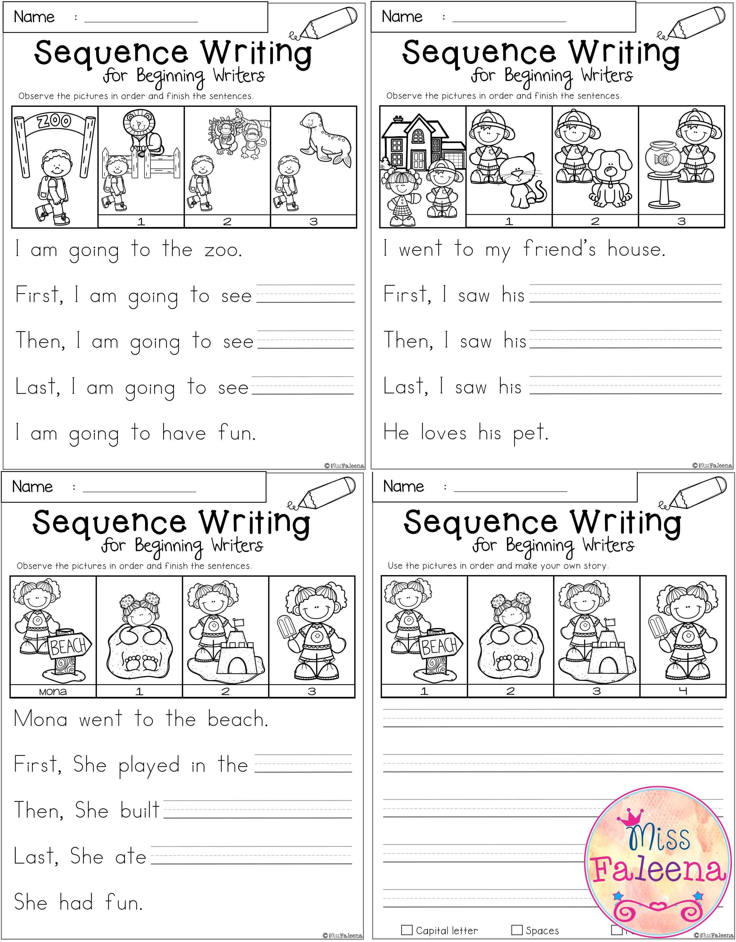 Free Sequence Writing For Beginning Writers | First Grade Freebies | Free Printable Sequencing Worksheets For 1St Grade