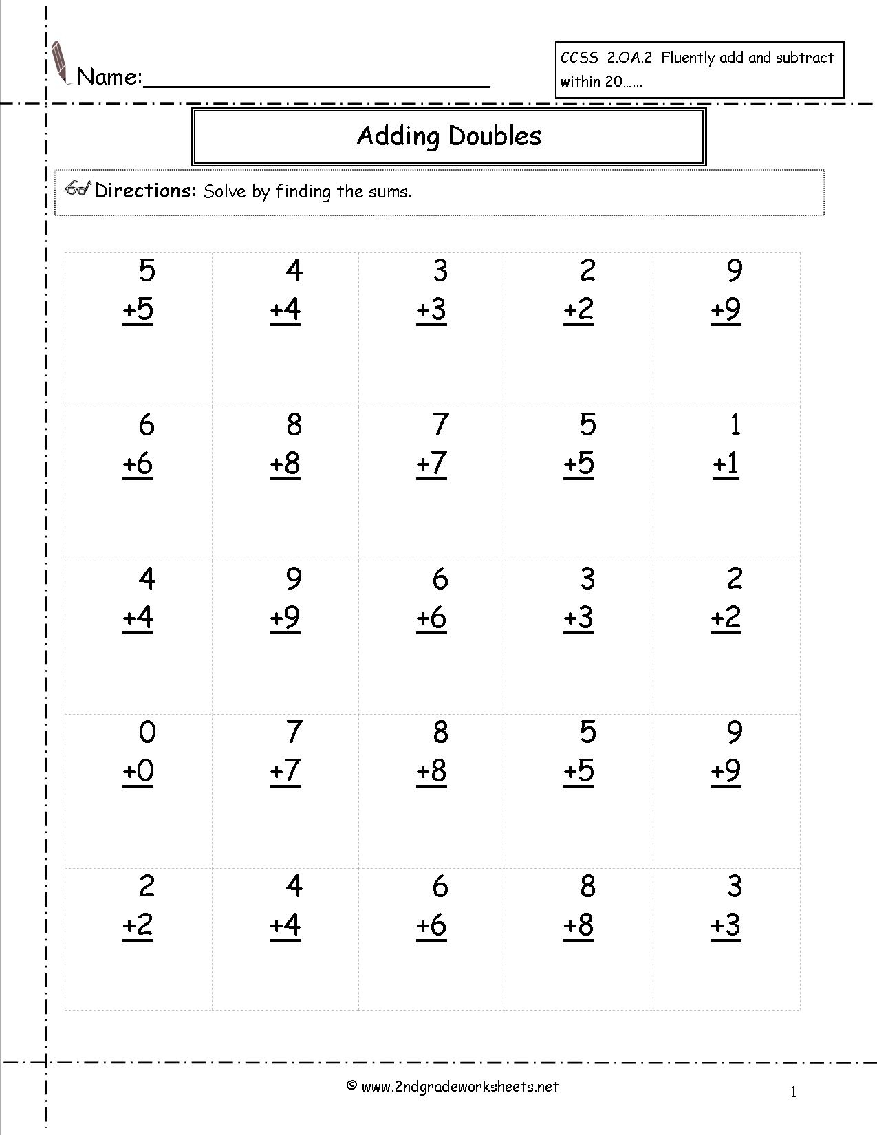 Addition Facts To 20 Printable Worksheets  Printable Worksheets