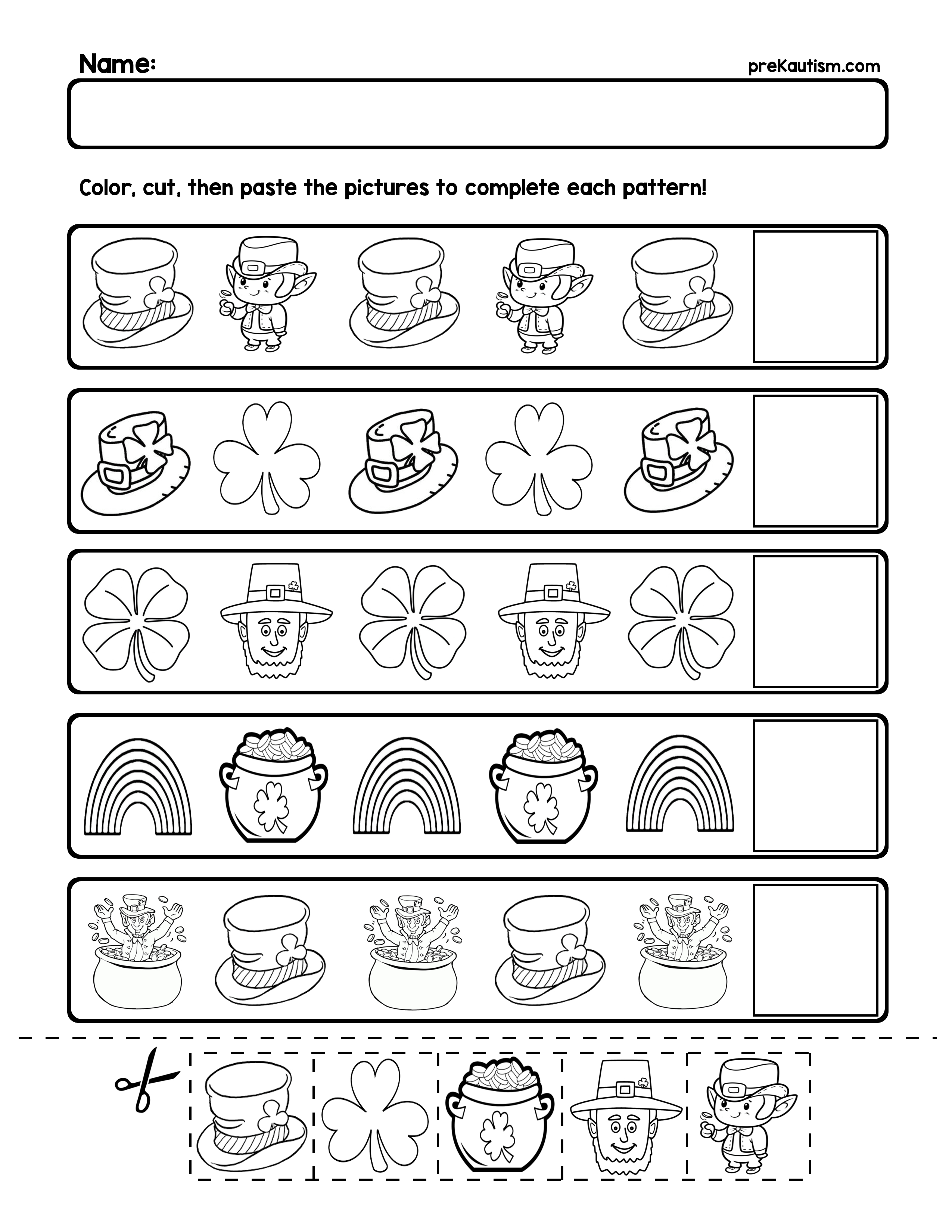 Free St. Patrick&amp;#039;s Day Pattern Worksheets | My Tpt Store | Pattern | Free Printable St Patrick Day Worksheets