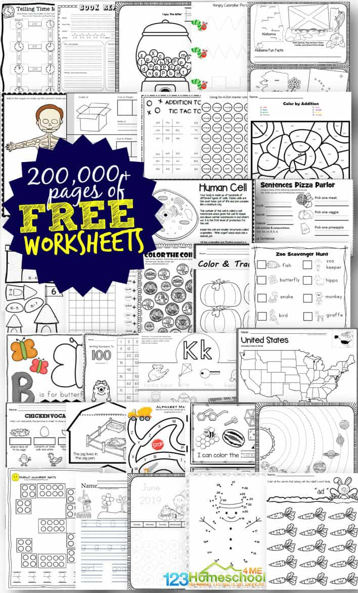 Free Worksheets - 200,000+ For Prek-6Th | 123 Homeschool 4 Me | Free Primary Worksheets Printable