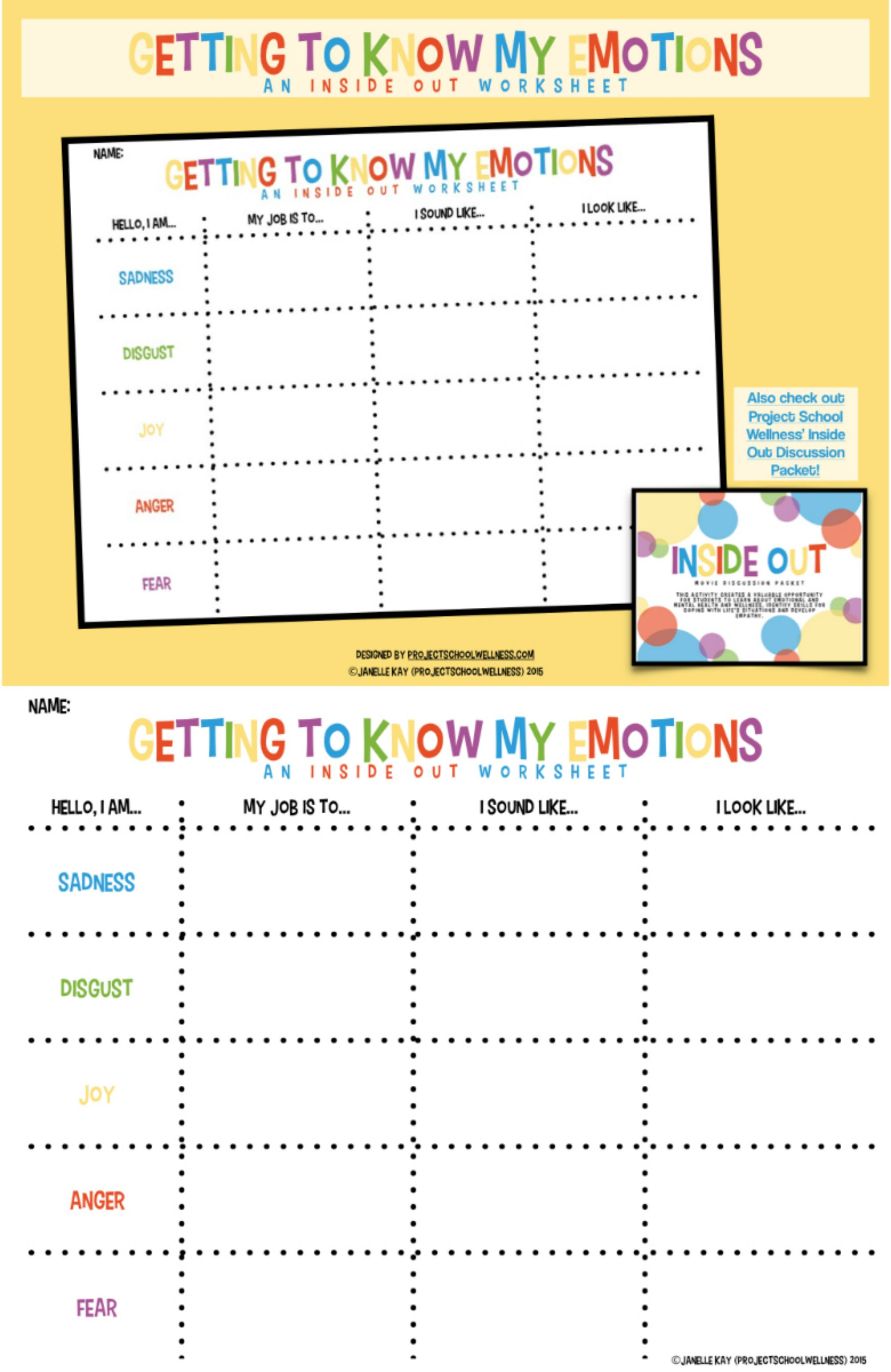 Getting To Know My Emotions - Inside &amp;amp; Out Of Emotions (Three | Emotional Intelligence Activities For Children Printable Worksheets
